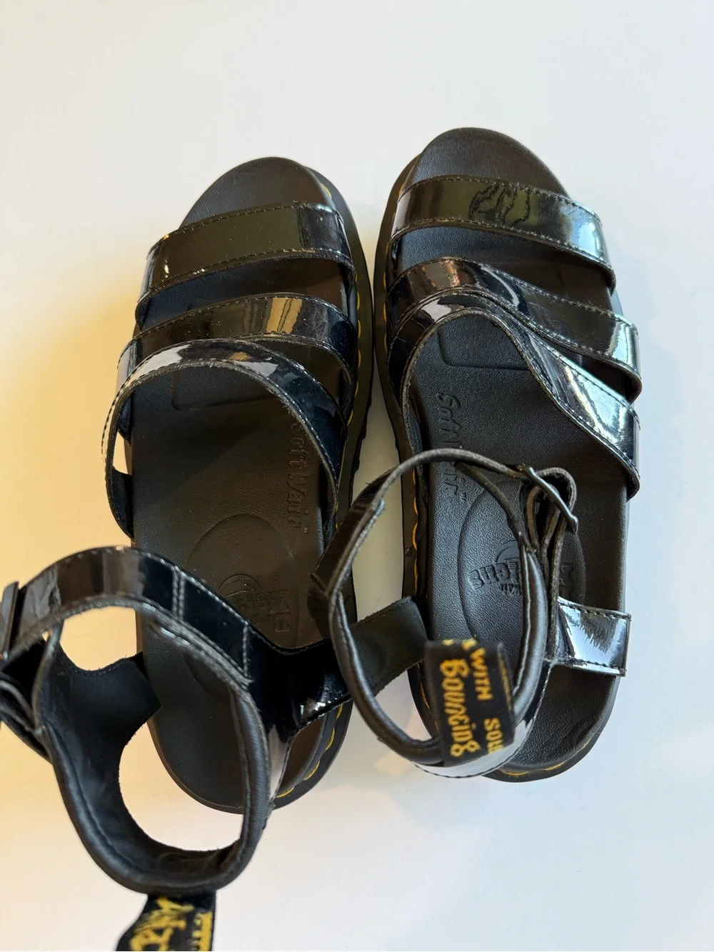 Dr. Martens Blaire Patent Leather Platform Sandals Black W US 8 EU 39 AirWair
